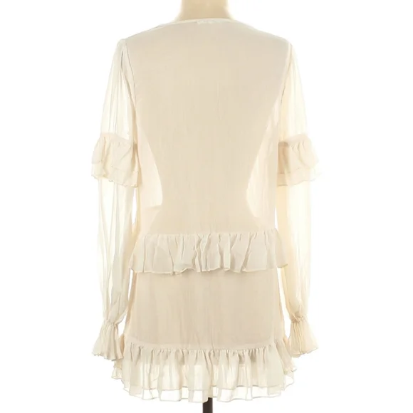 Tularosa Darla Ruffle Sheer Mini Dress Cloud Cream - Picture 5 of 9